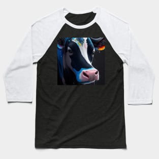 Black Blue And White Cow Baseball T-Shirt